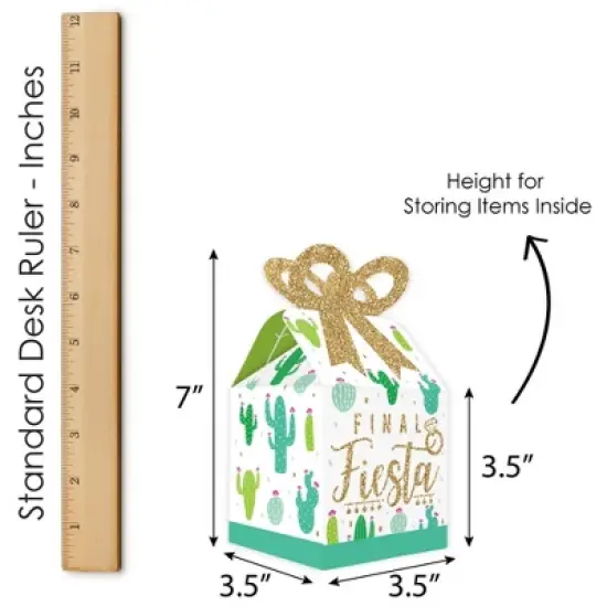 Big Dot of Happiness Final Fiesta - Square Favor Gift Boxes - Last Fiesta Bachelorette Party Bow Boxes - Set of 12 image {5}
