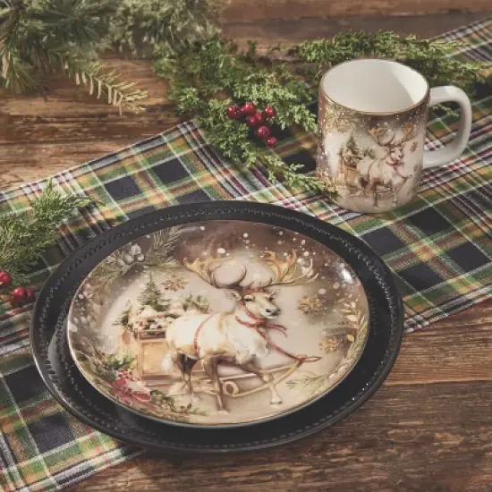 Park Designs Snow Globe Reindeer Dessert Plate Set Of 4 image {4}