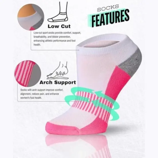 Toe Heel Cushioned Contrasting Running Ankle Socks - 12 Pairs image {3}