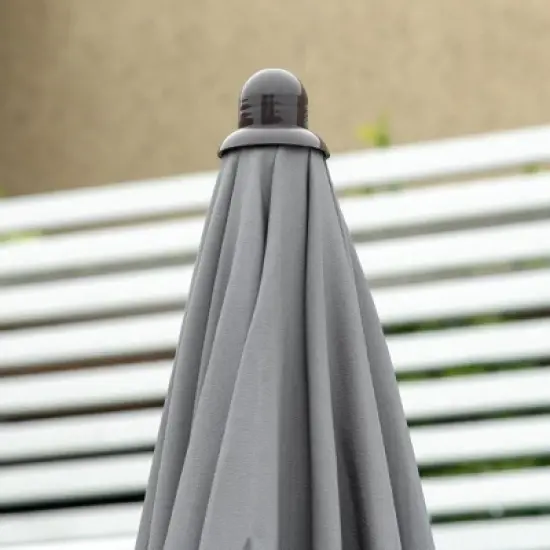 36.50"Outsunny 6 Piece Patio Dining Set for 4 with Umbrella, Outdoor Table and Chairs with 4 Folding Dining Chairs & Round Glass Table, Gray image {7}