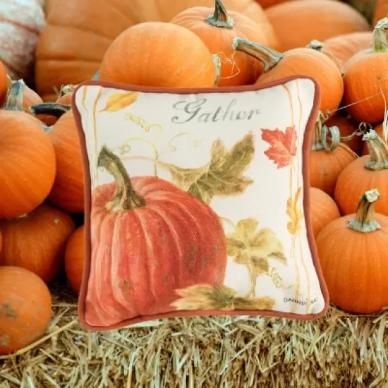 C&F Home 8" x 8" Gather Pumpkin Petite Printed Fall Throw Pillow image {4}