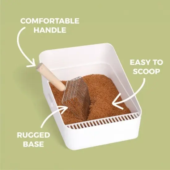 Paco & Pepper Unscented Waste Cat Litter Scoop with a Base Holder - Metallic Silver image {3}