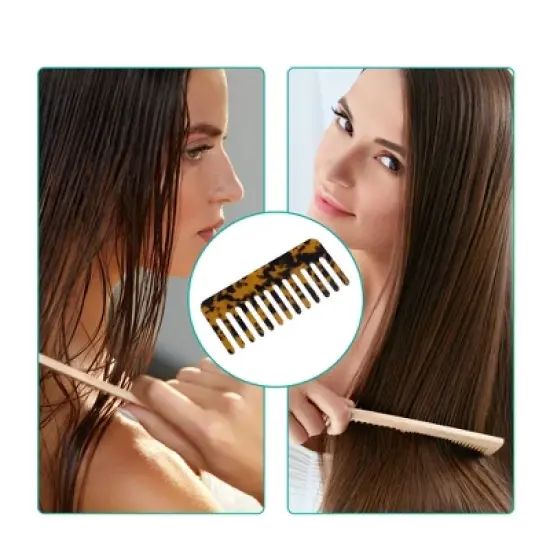 Unique Bargains Anti-Static Hair Comb Wide Tooth for Thick Curly Hair Hair Care Detangling Comb For Wet and Dry Dark 2.5mm Thick Brown 2 Pcs image {4}