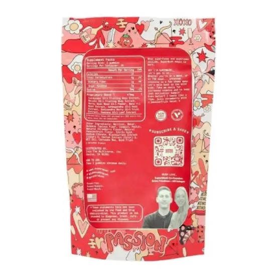 SuperMush Daily Passion Mushroom Vegan Supplement Gummies - 60ct/30 Servings image {1}