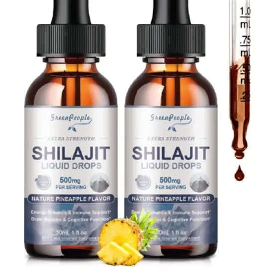 GreenPeople 500mg Shilajit Liquid Drops Supplement for Men & Women,  Support Energy & Immune, 2 Fl Oz (Pineapple) image {6}