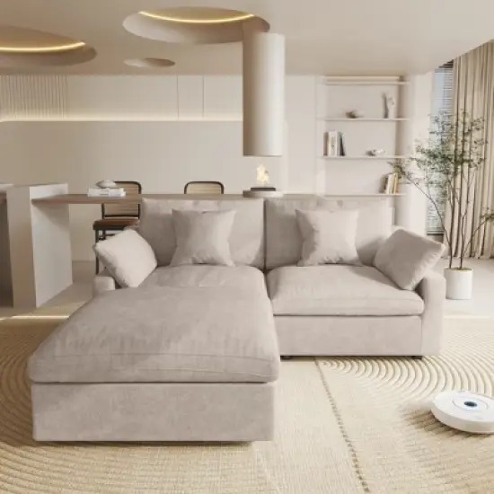 83" Cloud Couch Sectional for Living Room, Down Filled Modular Couch,L Shaped Sofas with Ottoman,Convertible Couch,Covers Washable&Replaceable image {17}