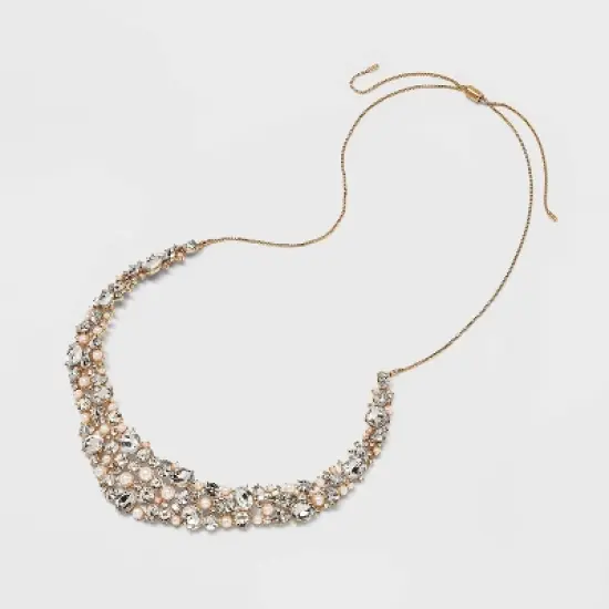 SUGARFIX by BaubleBar Crystal and Pearl Collar Necklace - Gold image {2}