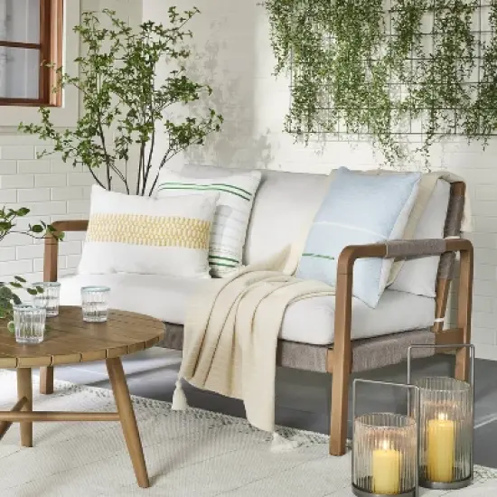 Wood & Rope Outdoor Patio Loveseat - Hearth & Hand&trade; with Magnolia: Mahogany Frame, Weather-Resistant, 2-Seater Couch image {1}