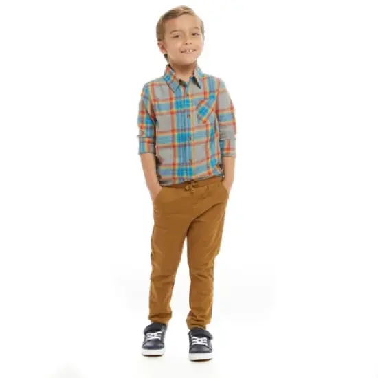 Andy & Evan  Toddler Heather Grey Plaid Ultra Soft Buttondown image {3}