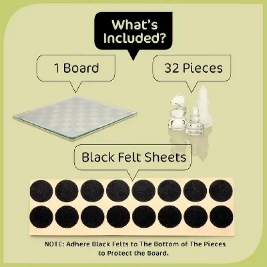 Modern 9.7" Glass Chess Set with Solid Clear & Frosted Pieces, Crystal Board, Felt Padding Included &ndash; Elegant & Durable Deluxe Game Set image {4}