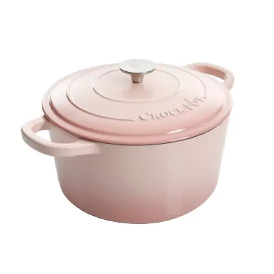 Crock Pot Artisan 7qt Round Dutch Oven with Lid Pink: Cast Iron, Ergonomic Handle, Oven-Safe to 500&deg;F, Hand Wash image {4}