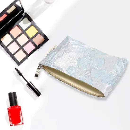 Unique Bargains Versatile Embossment Flower Handheld Makeup Bag 1 Pc image {3}