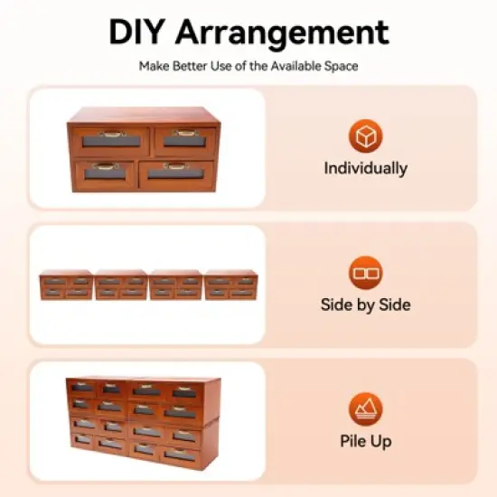 YIYIBYUS Wooden Storage Box With 16 Drawers, Desktop Storage Drawer Organizer image {6}