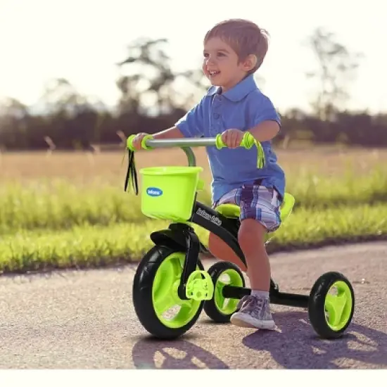 Costway Kids Tricycle Rider with Adjustable Seat Storage Basket Premium Quiet Wheels Non-Slip Handle Red\Green image {1}