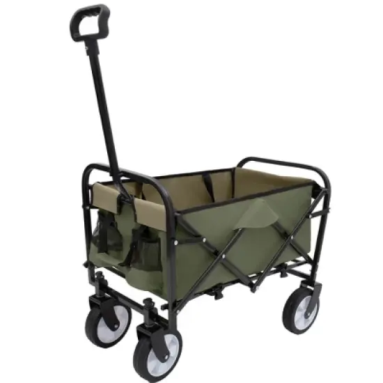 NAYSAYE Wagon Collapsible Utility Cart with Strapping System and Plastic Liner Set for Outdoors, Green, 25.98"*17.32"*37.4" image {3}