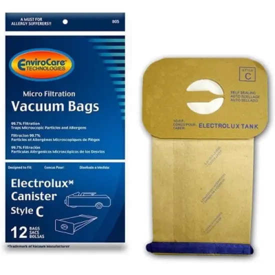 Electrolux Canisters Style C Micro Filtration Vacuum Cleaner Dust Bags 12 Pack image {5}