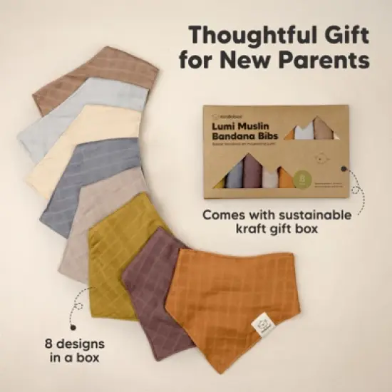 8pk Lumi Muslin Baby Bibs, Bandana Bibs for Baby Boy, Baby Girl, Muslin Drool Bib for Newborn, Toddler image {6}