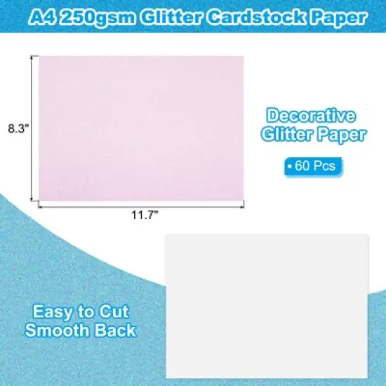 Unique Bargains Glitter Sparkly Card Stock for Scrapbook Card Making DIY 60 Pcs image {1}
