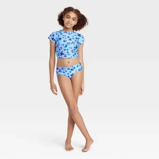 Girls' 3pc Flutter Away Swimwear Set - art class&trade; Blue image {4}