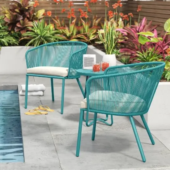 Fisher 3pc Deep Seating Patio Chat Set - Blue-Green - Project 62&trade; image {1}