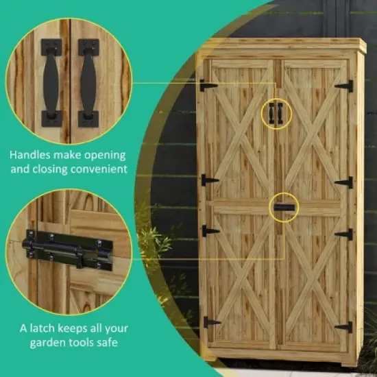 NicBex Outdoor Storage Shed with Lockable Door, Wooden Tool Storage Shed with Detachable Shelves and Pitch Roof image {3}