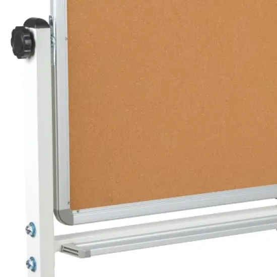 Flash Furniture HERCULES Series Reversible Mobile Cork Bulletin Board and White Board Stand with Pen Tray image {12}