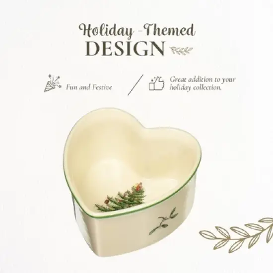 Spode Christmas Tree 3.5" Heart Ramekins Set of 2 - Oven Safe Porcelain Ramekin Dishes for Souffl&eacute;, Cr&egrave;me Br&ucirc;l&eacute;e, Custard- Microwave & Dishwasher Safe image {2}