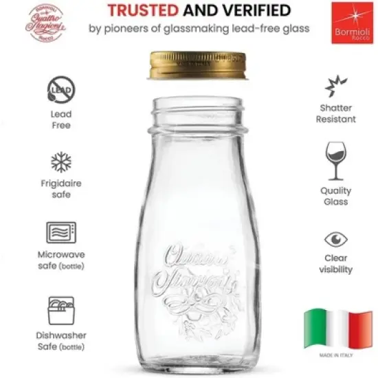 Bormioli Rocco Quattro Stagioni Bottles &ndash; 13.5 Oz. Glass Jars with Twist Top Lids, Embossed Beehive Design  &ndash; Set of 2 image {3}