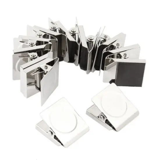 Unique Bargains Spring Loaded Magnetic Memo Note Metal Binder Clips 1.3"x1.2"x0.8" Silver 12 Pcs image {3}