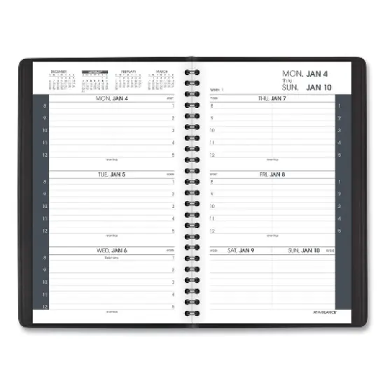 Weekly Block Format Appointment Book Ruled for Hourly Appointments, 8 x 5, Black Cover, 12-Month (Jan to Dec): 2026 image {1}