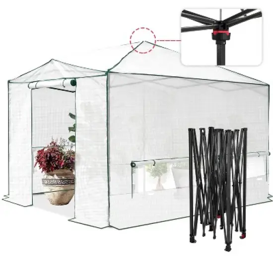 EAGLE PEAK 12'x8' Portable Large Walk-in Greenhouse, Roll-Up Zipper Entry Doors and Side Windows image {12}