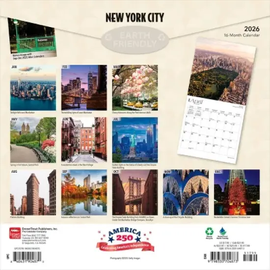 BrownTrout New York City 2026 12"x24" Hanging Square Wall Calendar Plastic-Free image {1}