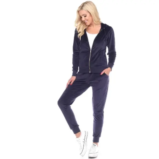 Women's 2 Piece Velour Tracksuit Set - White Mark image {7}