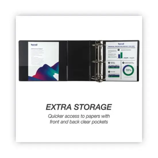 Samsill Nonstick D-Ring View Binder, 3 Rings, 6" Capacity, 11 x 8.5, Black image {2}