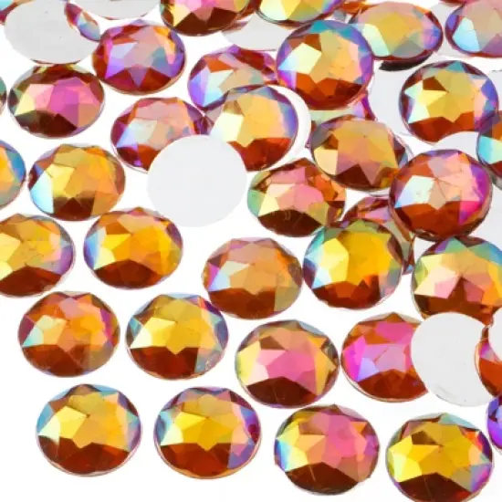 John Bead 200-Piece 16mm Orange AB Acrylic Round Flat Back Rhinestones image {5}