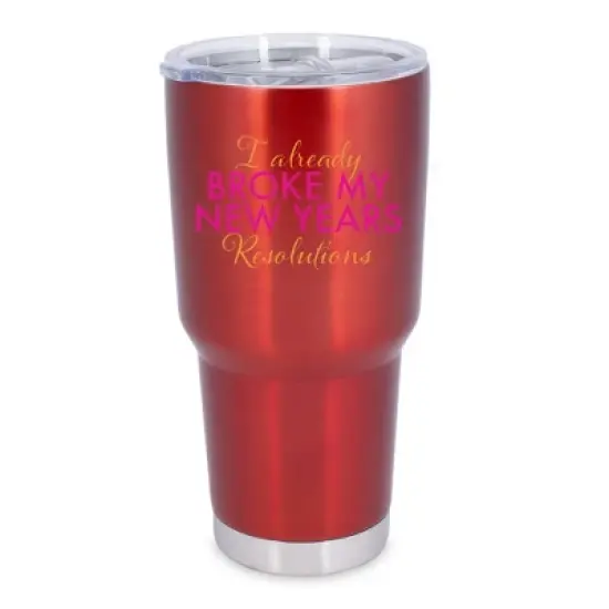 100 North 30 Ounce Stainless Steel On the Go Travel Tumbler With Push Top Lid, Already Broke My Resolutions Red image {5}