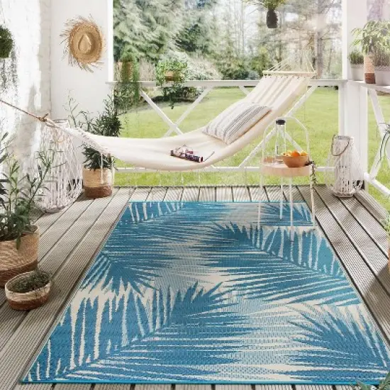 World Rug Gallery Tropical Floral Reversible Plastic Outdoor Rugs image {7}