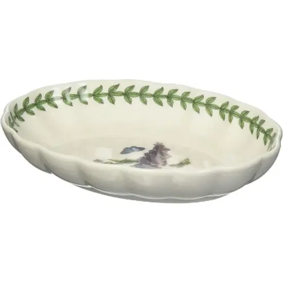Portmeirion Botanic Garden Fluted Oval Dish (6"x4.5") - Garden Lilac Motif, Porcelain Bakeware - Oven, Microwave, Freezer, Dishwasher Safe image {2}