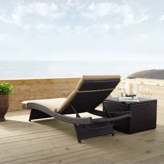 Biscayne Chaise Lounge with Mocha Cushion Brown - Crosley: Steel Frame, Weather-Resistant, Adjustable Back image {2}