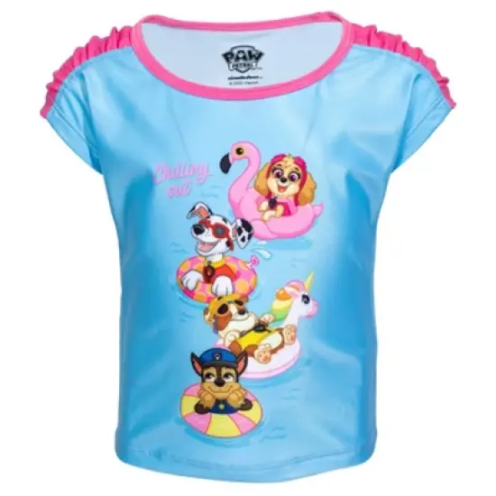 Paw Patrol Rubble Marshall Chase Girls Rash Guard and Swim Shorts Little Kid image {2}