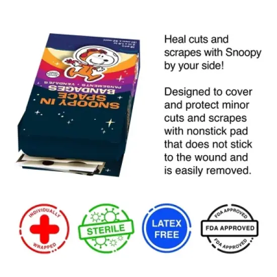 Gamago Peanuts Snoopy In Space Adhesive Bandages | 18 Count image {2}