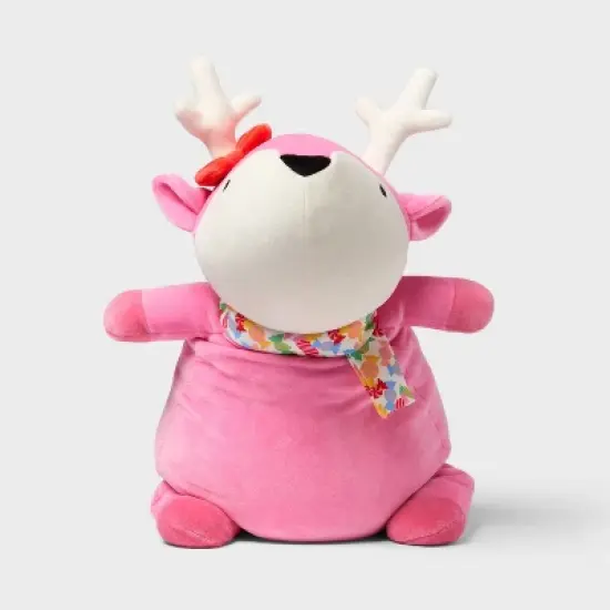 Holiday Pink Deer Weighted Plush Kids' Throw Pillow- Pillowfort&trade; image {3}