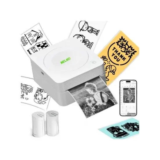 Nelko PM230 Portable Bluetooth Sticker Printer White with 2pk 54mmx3.5m White Rolls image {8}