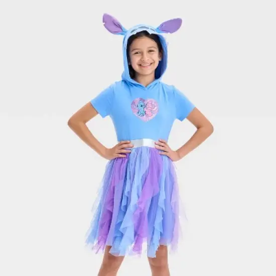 Girls' Stitch Hooded Character Dress - Blue image {4}
