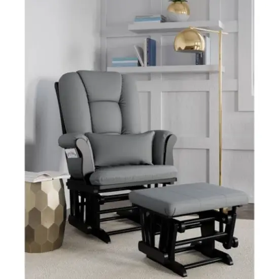 Storkcraft Tuscany Black Glider and Ottoman image {2}