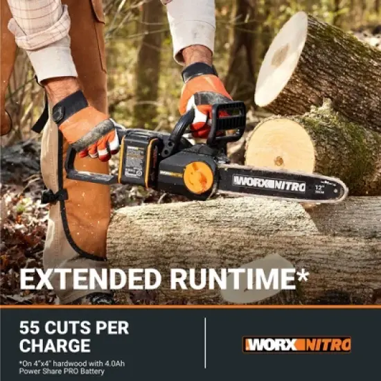 Worx Nitro WG350.9 20V Brushless 12" Cordless Chainsaw image {3}