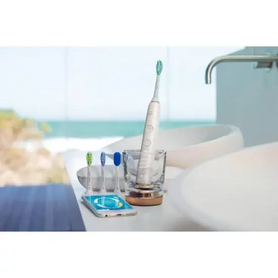 Philips Sonicare Diamond Clean Smart Electric Rechargeable Toothbrush for Complete Oral Care, 9500 Series - HX9924/61, Rose Gold image {6}