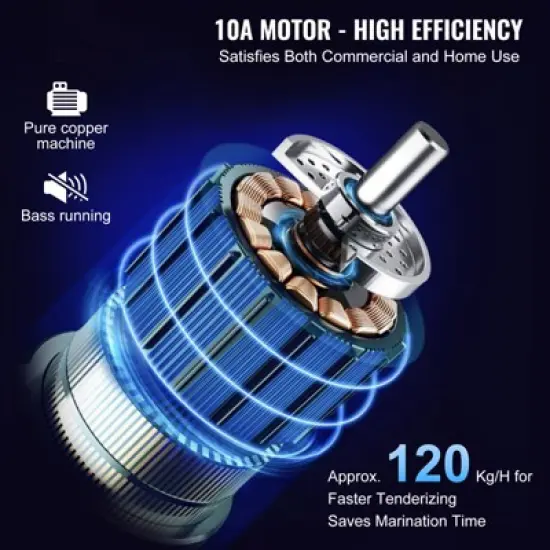 VEVOR Commercial Meat Tenderizer, Heavy Duty Stainless Steel Kitchen Tool with Handle, Meat Tong, and Cleaning Brush, 450W Electric Meat Tenderizer image {2}