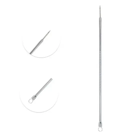 Unique Bargains Convenient Double-headed Pimple Extractor Tool Kit Silver Tone 1 Set image {2}