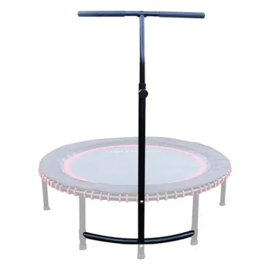 LEAPS & REBOUNDS 48" Adjustable Stability Bar Attachment with 48" Mini Fitness Trampoline and Home Gym Rebounder for Cardio Exercises, Pink image {1}